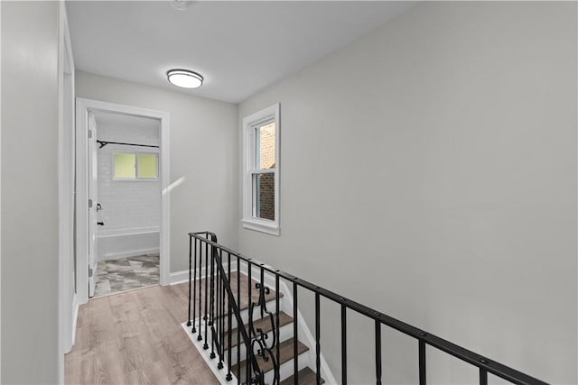 748 Anaheim St, Schenley Heights, PA 15219 - corridor with an upstairs landing, baseboards, and light wood-style flooring