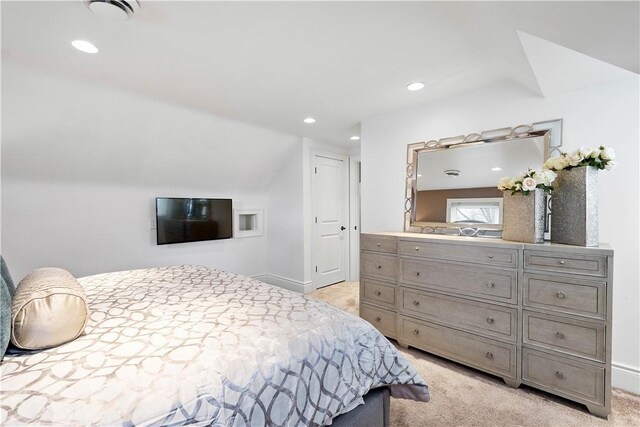 2293 Country Club Dr, Upper St Clair, PA 15241 - bedroom featuring light colored carpet, recessed lighting, and vaulted ceiling