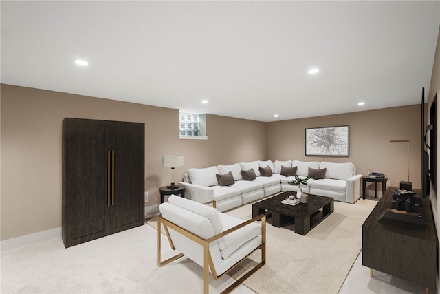 2293 Country Club Dr, Upper St Clair, PA 15241 - living area featuring recessed lighting, light carpet, and baseboards