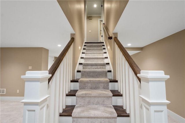 2293 Country Club Dr, Upper St Clair, PA 15241 - staircase with baseboards and recessed lighting