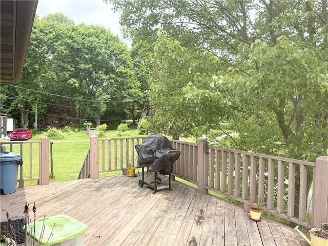 199 Lyon Ln, Lancaster Twp, PA 16037 - wooden deck featuring a yard and area for grilling