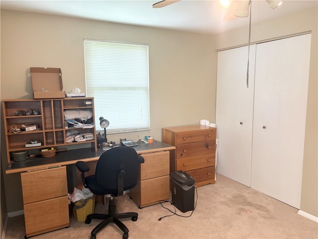 199 Lyon Ln, Lancaster Twp, PA 16037 - home office featuring ceiling fan and light colored carpet