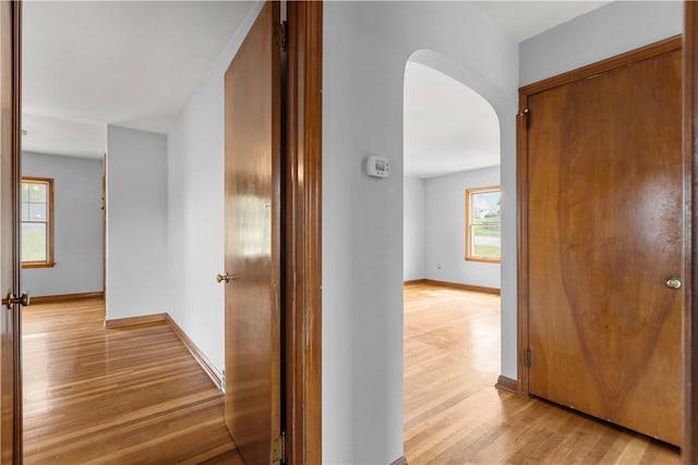 1311 Agnew Ave, Hopewell Twp Bea, PA 15001 - corridor featuring light wood-type flooring, arched walkways, and baseboards