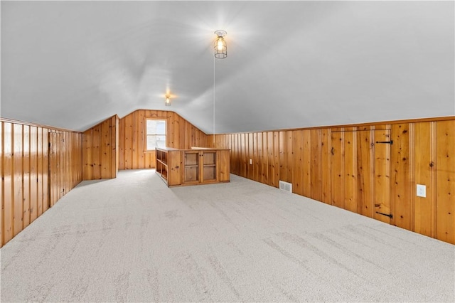 1311 Agnew Ave, Hopewell Twp Bea, PA 15001 - bonus room with lofted ceiling, wood walls, and carpet flooring