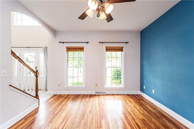 1500 Fitzgerald Ct, Unity Twp, PA 15601 - unfurnished room with wood finished floors, baseboards, and a ceiling fan