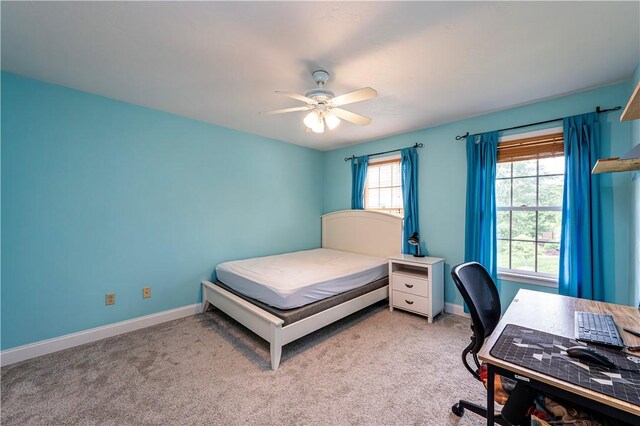 1500 Fitzgerald Ct, Unity Twp, PA 15601 - bedroom featuring light colored carpet, an office area, baseboards, and ceiling fan