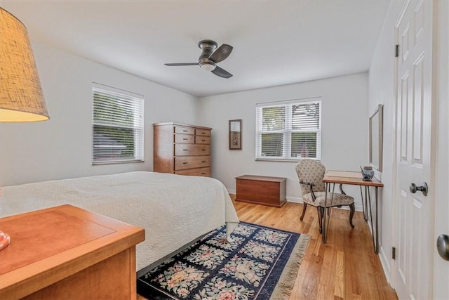 501 Parkview Dr, Mt Lebanon, PA 15243 - bedroom with light wood-style flooring, baseboards, and a ceiling fan