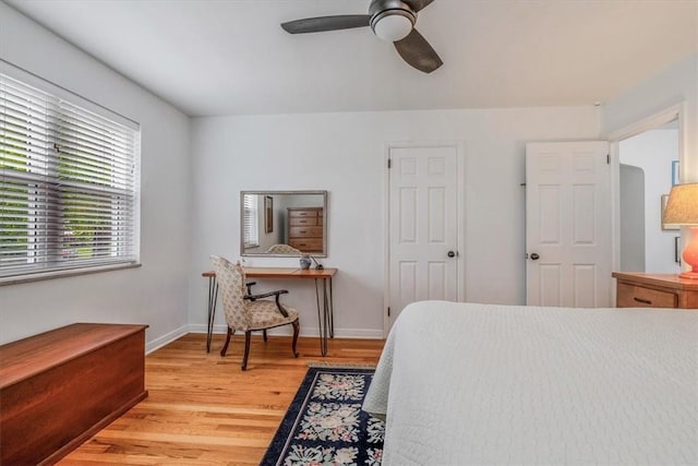 501 Parkview Dr, Mt Lebanon, PA 15243 - bedroom with light wood-style floors, baseboards, and ceiling fan