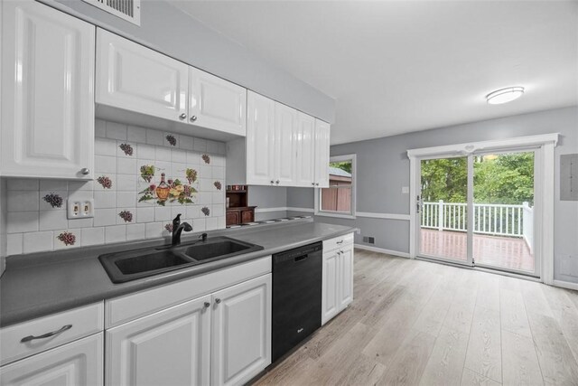 402 Hunting Creek Rd, Canonsburg, PA 15317 - kitchen featuring dishwasher, a sink, white cabinets, and light wood-type flooring
