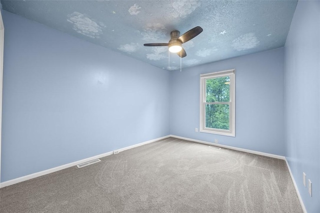 402 Hunting Creek Rd, Canonsburg, PA 15317 - carpeted spare room with ceiling fan, baseboards, and a textured ceiling
