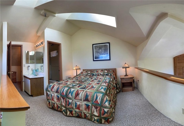 B45A Stoneridge Dr, Seven Springs Resort, PA 15557 - carpeted bedroom featuring lofted ceiling and a skylight