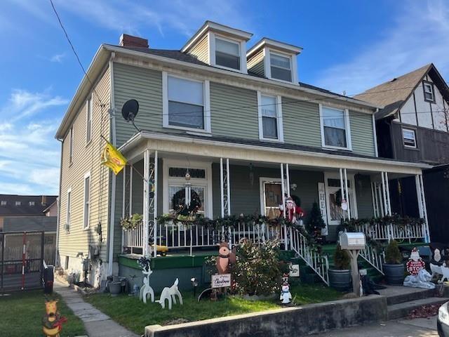 6 Pine St, Natrona Hts/Harrison Twp, PA 15065 - view of front of property featuring covered porch and a chimney