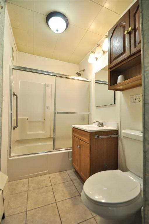 403 Bull Run Rd, Luzerne Twp, PA 15417 - bathroom featuring vanity, enclosed tub / shower combo, toilet, and tile patterned flooring