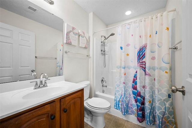 5834 Windsor Ct, South Fayette, PA 15057 - full bath with toilet, tile patterned flooring, vanity, and shower / bathtub combination with curtain
