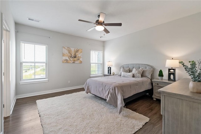150 Moyer Hill Dr, Cranberry Twp, PA 16066 - bedroom featuring baseboards, dark wood-type flooring, and a ceiling fan