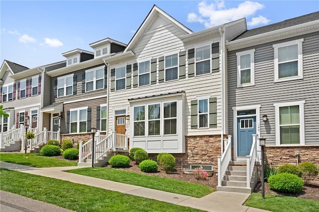 150 Moyer Hill Dr, Cranberry Twp, PA 16066 - view of property featuring entry steps, stone siding, and a residential view