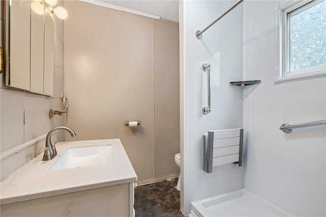 600 Pineview Dr Unit 590, Elizabeth Twp/Boro, PA 15037 - full bathroom with stone finish flooring, vanity, toilet, and a shower