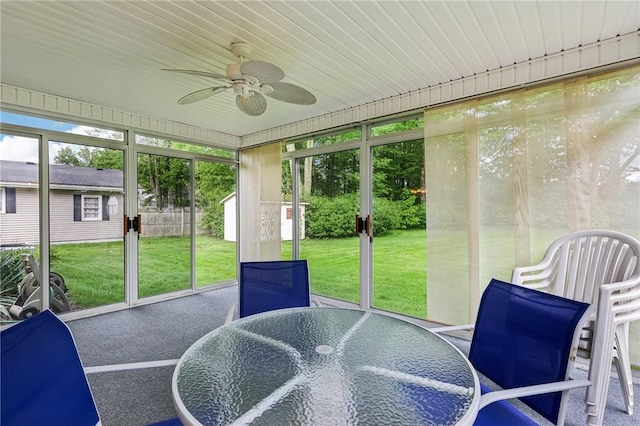96 Concord Rd, Hermitage, PA 16148 - sunroom / solarium with a ceiling fan and outdoor dining area