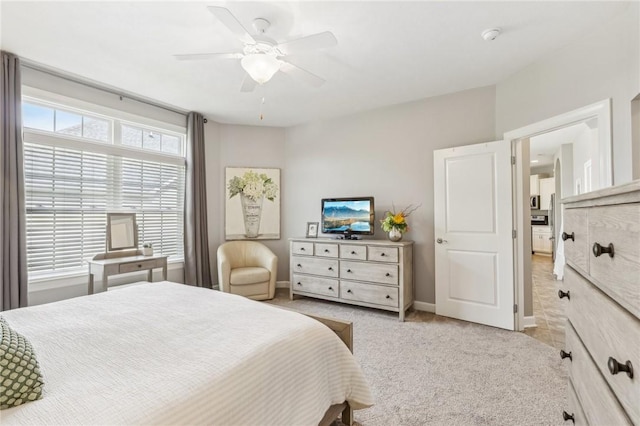 219 Brookside Dr, Cranberry Twp, PA 16066 - bedroom with light colored carpet, baseboards, and a ceiling fan