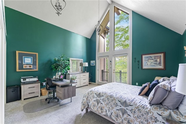 504 Timber Ln, Jefferson Hills, PA 15025 - carpeted bedroom featuring high vaulted ceiling, an office area, and multiple windows