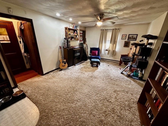 378 Ceylon Rd, Carmichaels/Cumblnd, PA 15320 - living area with carpet flooring, a ceiling fan, and baseboard heating