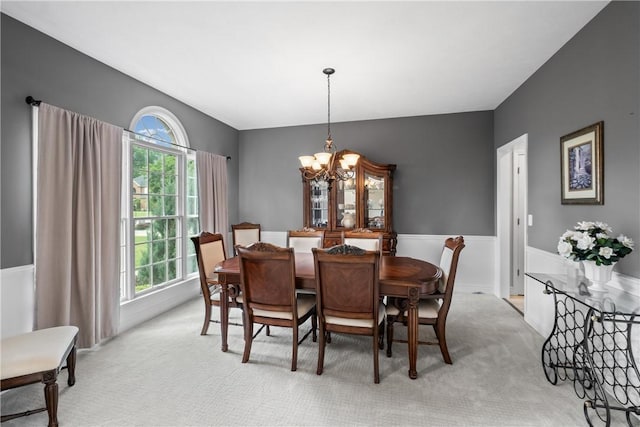 110 Marcur Ln, Center Twp Bea, PA 15061 - dining space featuring a chandelier, light carpet, and plenty of natural light
