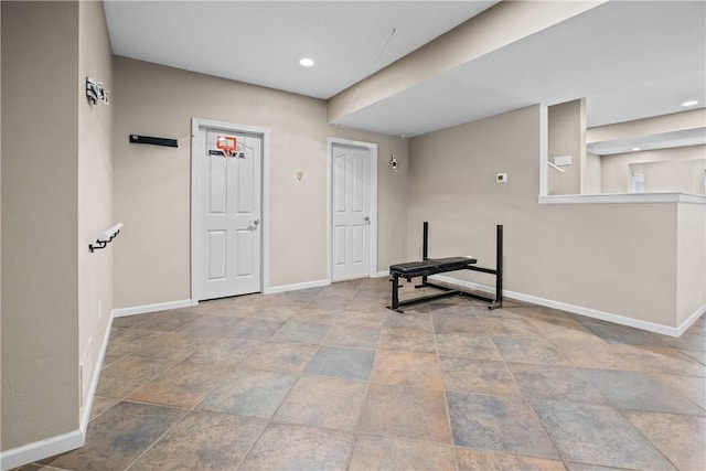110 Marcur Ln, Center Twp Bea, PA 15061 - exercise area with baseboards, recessed lighting, and stone finish floors