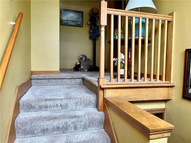 411 Harrison W, Kittanning Boro, PA 16201 - staircase with wallpapered walls