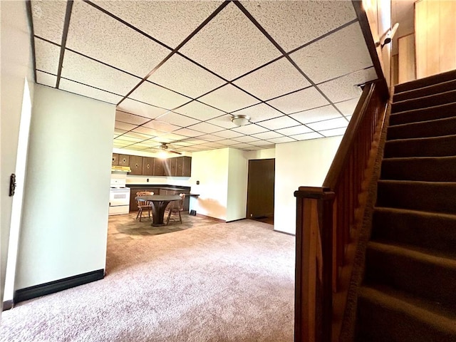 301 4th St, Luzerne Twp, PA 15413 - recreation room with carpet flooring, a drop ceiling, baseboards, and bar area