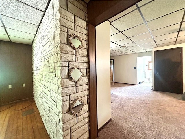 301 4th St, Luzerne Twp, PA 15413 - hall with a paneled ceiling, baseboards, and carpet floors