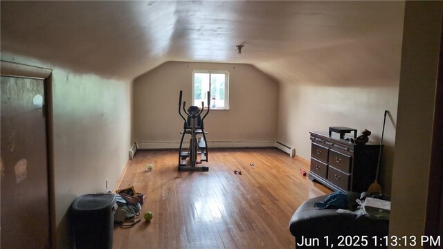 175 Sherman Ave, Waynsbrg/Frankln Twp, PA 15370 - exercise area with wood-type flooring, vaulted ceiling, and baseboards