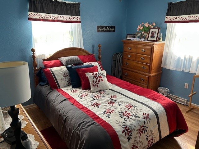 290 Gray Station Rd, Derry Twp, PA 15717 - bedroom with multiple windows, wood finished floors, radiator heating unit, and baseboards