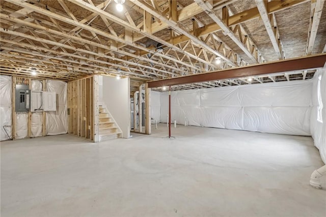 1213 Newbury Highland, South Fayette, PA 15017 - unfinished basement with electric panel and stairs