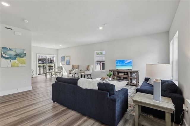 1213 Newbury Highland, South Fayette, PA 15017 - living room featuring wood finished floors, recessed lighting, and baseboards