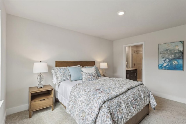 1213 Newbury Highland, South Fayette, PA 15017 - bedroom featuring light carpet, baseboards, and connected bathroom