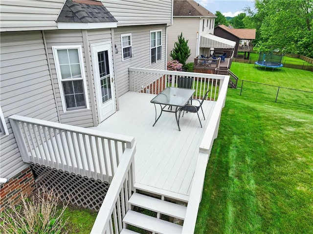 115 Lawrence Dr, Brighton Twp, PA 15009 - deck featuring a trampoline and outdoor dining area