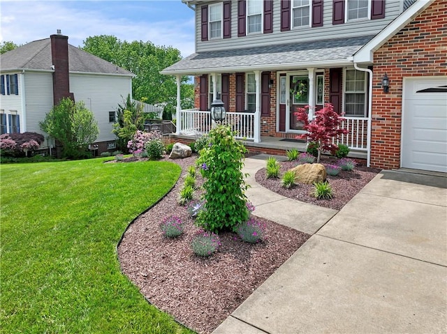 115 Lawrence Dr, Brighton Twp, PA 15009 - view of front of home with a porch, brick siding, a front lawn, and roof with shingles