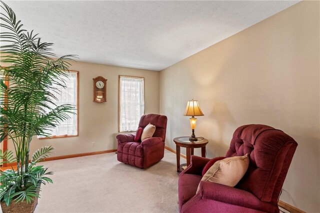 115 Lawrence Dr, Brighton Twp, PA 15009 - living area with baseboards, a baseboard heating unit, and carpet flooring