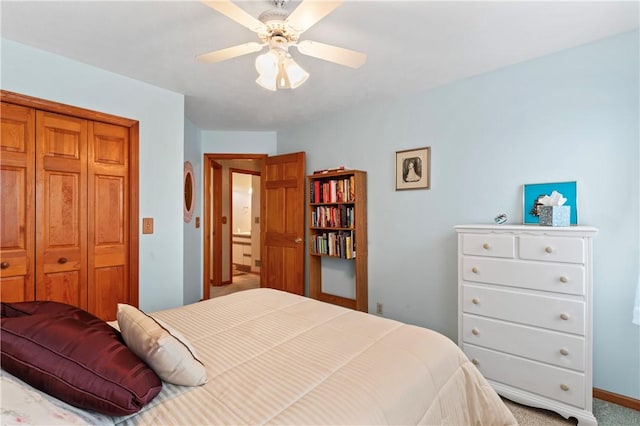 115 Lawrence Dr, Brighton Twp, PA 15009 - bedroom featuring carpet flooring, a ceiling fan, and baseboards