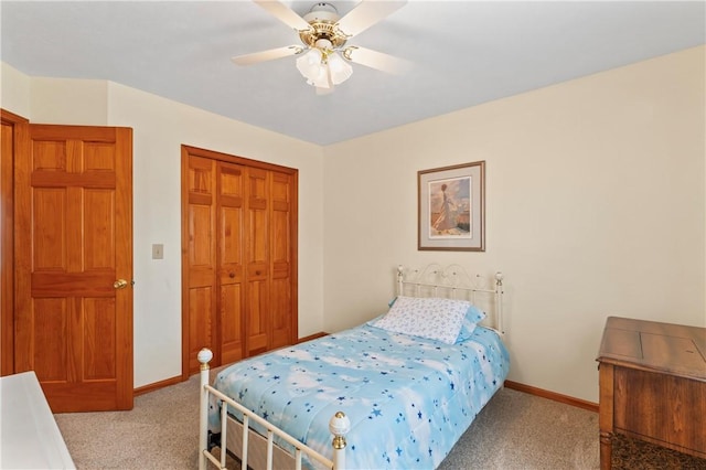 115 Lawrence Dr, Brighton Twp, PA 15009 - carpeted bedroom with a closet, baseboards, and ceiling fan