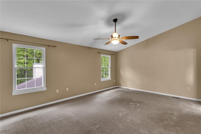 929 White Water, Adams Twp, PA 16046 - carpeted empty room featuring a ceiling fan, baseboards, and vaulted ceiling