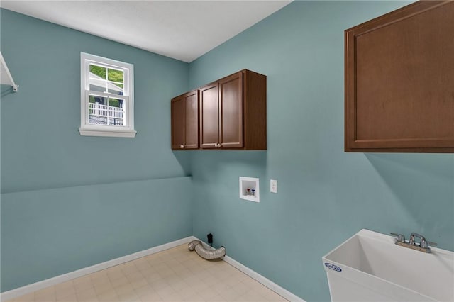 929 White Water, Adams Twp, PA 16046 - laundry area with baseboards, hookup for a washing machine, cabinet space, and tile patterned floors