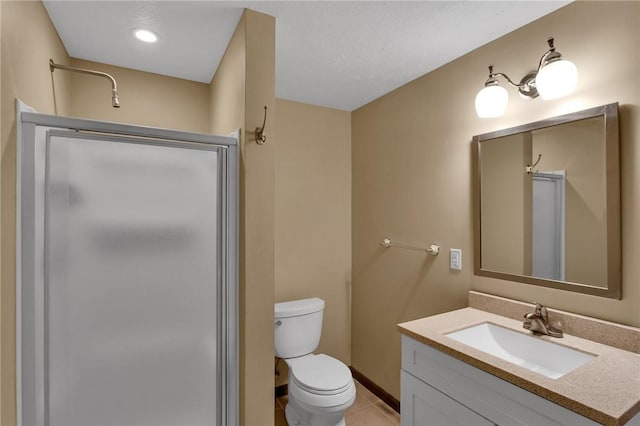 929 White Water, Adams Twp, PA 16046 - full bath with vanity, a stall shower, tile patterned flooring, toilet, and baseboards