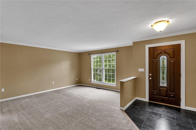 929 White Water, Adams Twp, PA 16046 - foyer entrance featuring baseboards, crown molding, and dark carpet