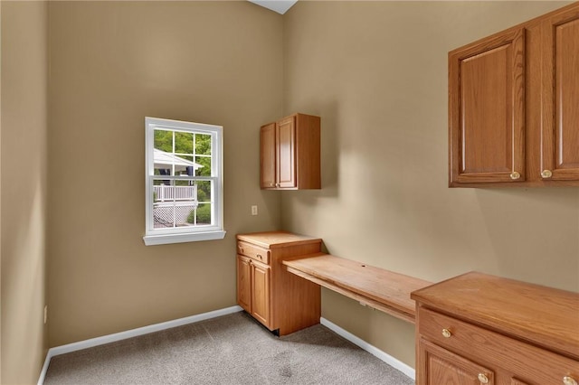 929 White Water, Adams Twp, PA 16046 - unfurnished office featuring baseboards, light carpet, and built in study area