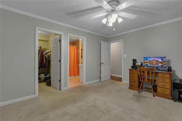 127 Crosswynds Unit 127, Chippewa Twp, PA 15010 - office space with carpet floors, ornamental molding, a ceiling fan, and baseboards