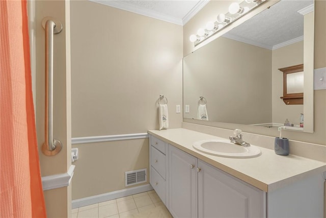 127 Crosswynds Unit 127, Chippewa Twp, PA 15010 - bathroom with vanity, tile patterned floors, and crown molding