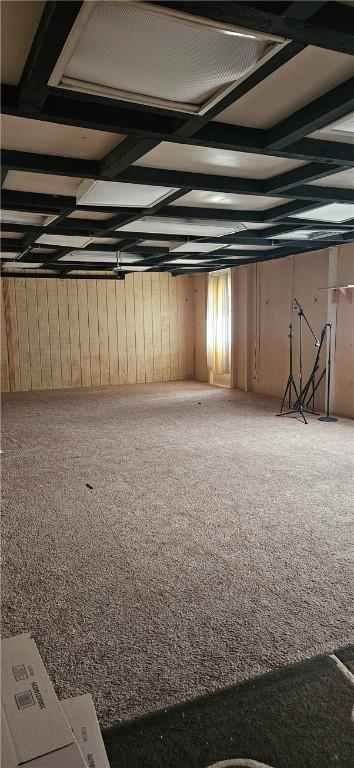 89 Cherry St, Etna, PA 15223 - miscellaneous room with wood walls and carpet flooring