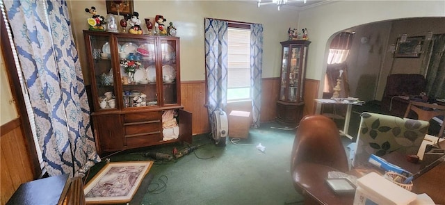 17 Shenango Blvd, Farrell, PA 16121 - carpeted office with wainscoting, arched walkways, healthy amount of natural light, wooden walls, and ornamental molding