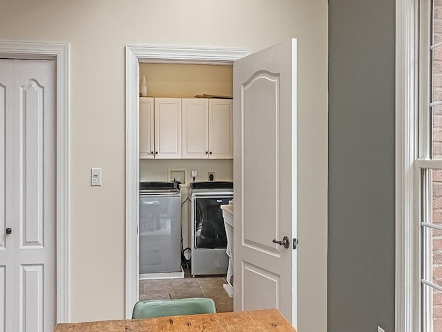 906 Big Bear Ct, Adams Twp, PA 15044 - washroom featuring separate washer and dryer, cabinet space, and tile patterned floors